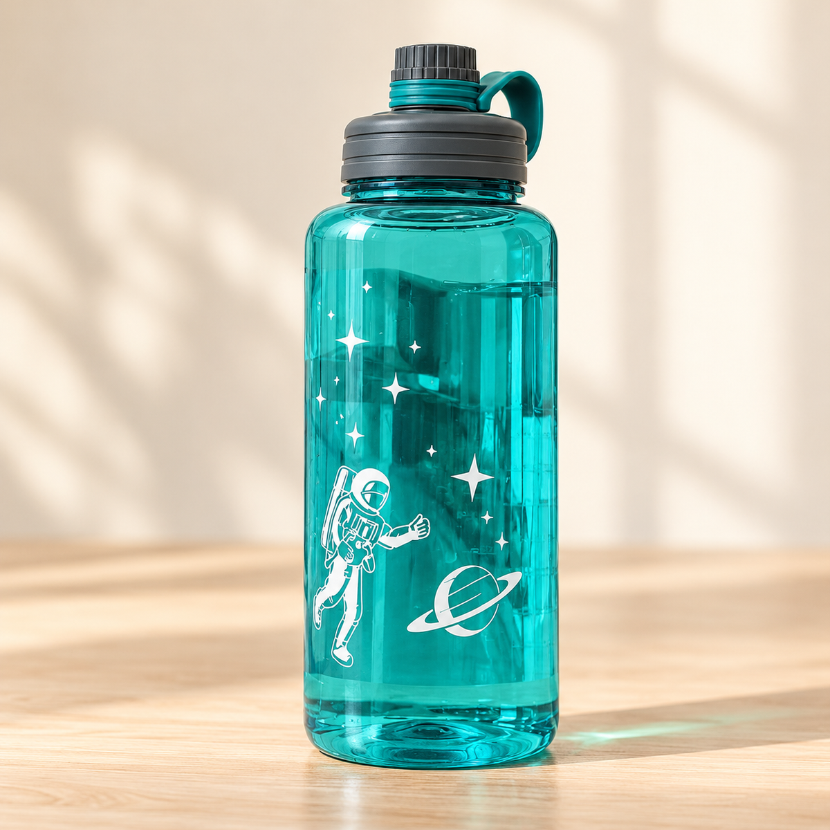 Carry-Handle Water Bottle — Teal — product view — product illustration