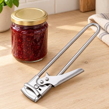 Adjustable Jar Lid Opener — Silver — styled scene — product illustration