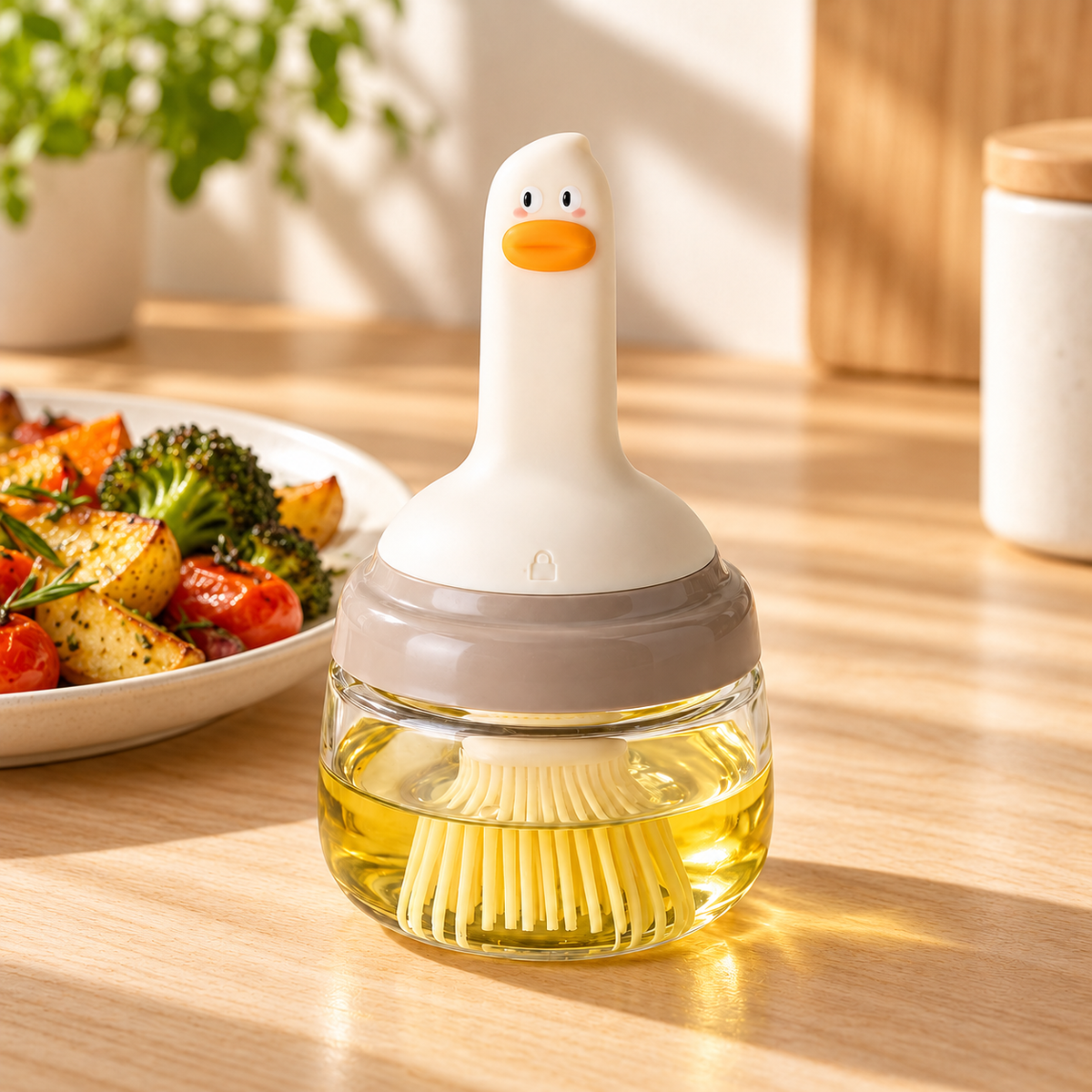 Duck Handle Oil Brush Jar — styled scene — product illustration