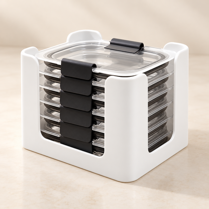 White Food Container Lid Organizer — product view — product illustration